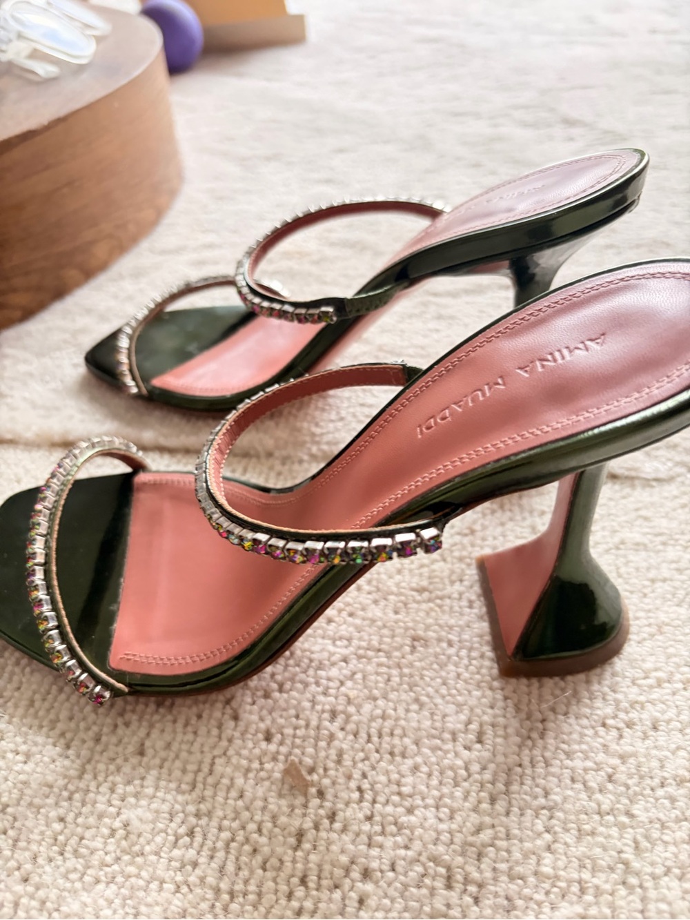 AMINA MUADDI Green Gilda Slipper Heeled Sandals - Picture 4 of 5